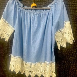 Blue Jean shirt with croquettes